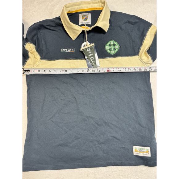 Retro Irish Mens Heritage Collared Long Sleeve Navy Polo T Shirt Size XL - Picture 4 of 5